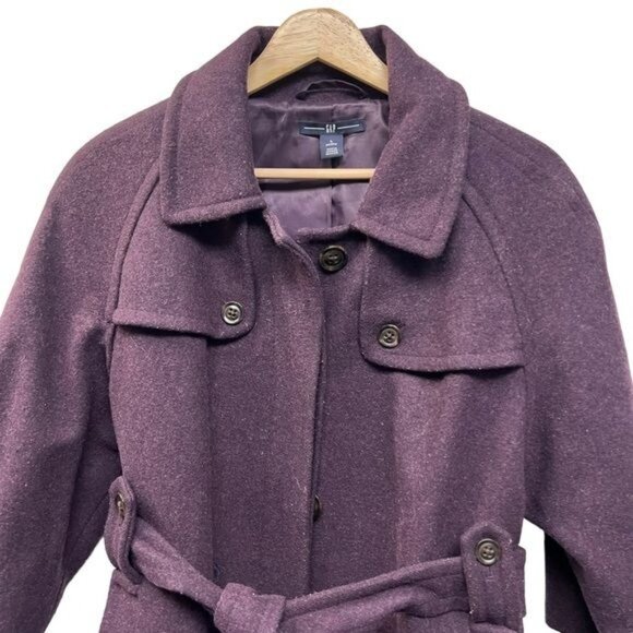 Gap Petites Y2K Purple Wool Winter Overcoat - Picture 2 of 10
